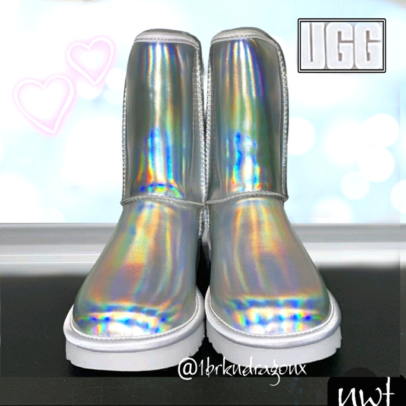 NWT UGG Australia Holographic Icy Silver  Booties Boots Slipon Winter Booties - Picture 5 of 16